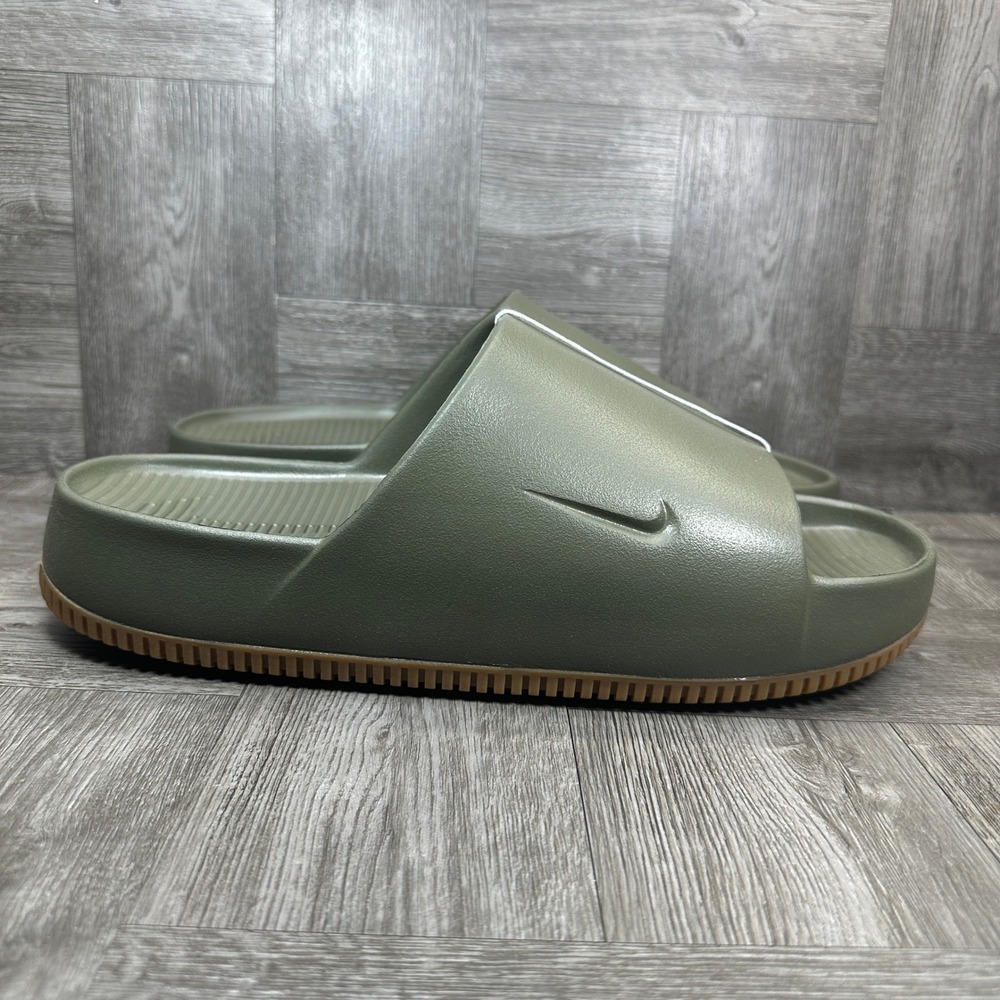 Nike Calm Slide Mens 13 Olive Green Foam Minimalist Sandals NEW FD4116-203